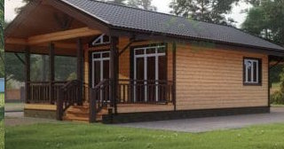 Проект одноэтажного дома из бруса с террасой - Строительство в Урюпинске от Строй-Рюп от 136253 руб.